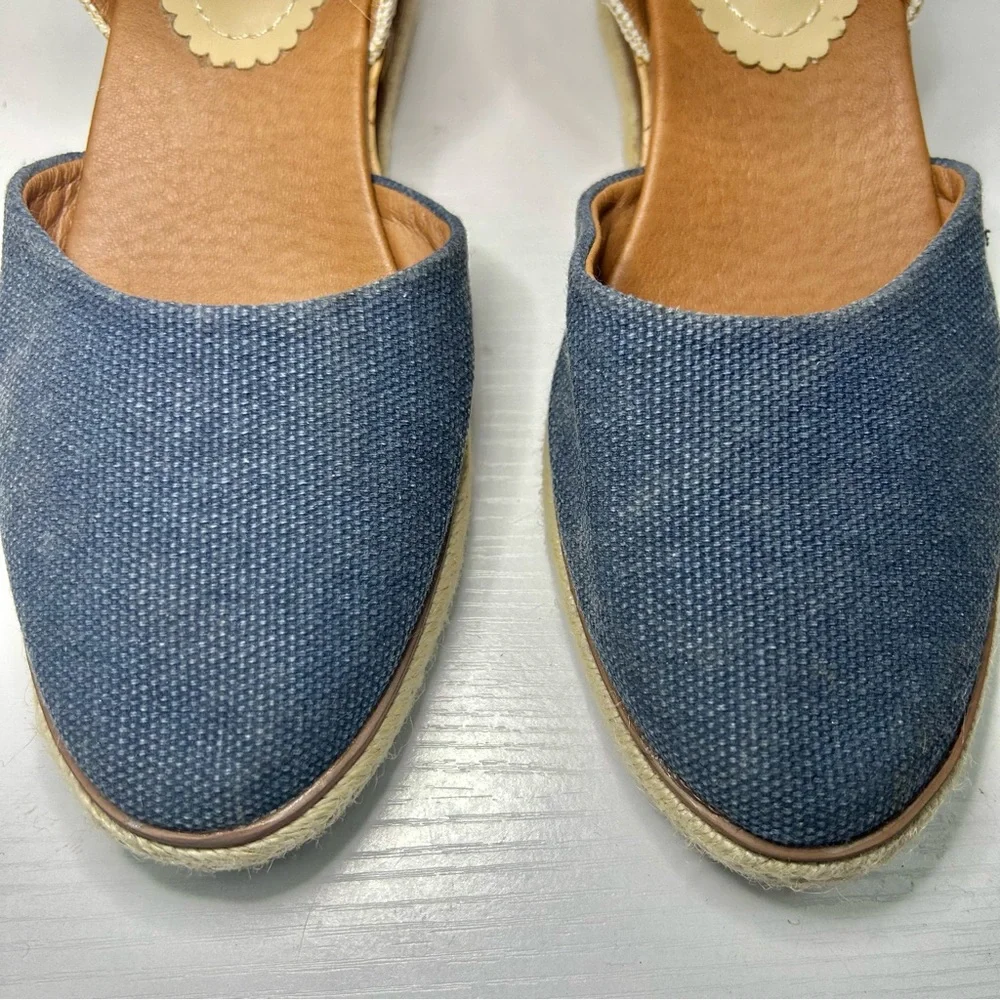 BareTraps Ocean Blue & Tan Espadrille Wedge Easy Sandals Size 7
